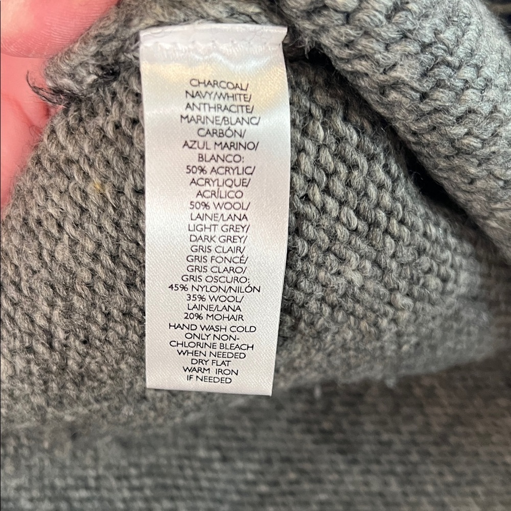 LOFT Gray Blue and White Patterned Crewneck Hi Low Sweater - Picture 3 of 8